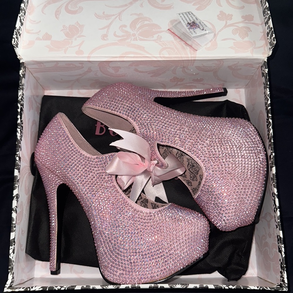 Pink Rhinestone Heels Size 8 - Picture 4 of 5